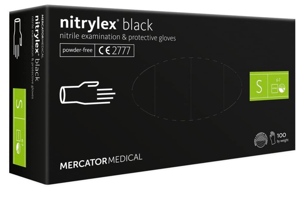 Rękawice nitrylowe bezpudrowe nitrylex® black S,M 100 szt. – M
